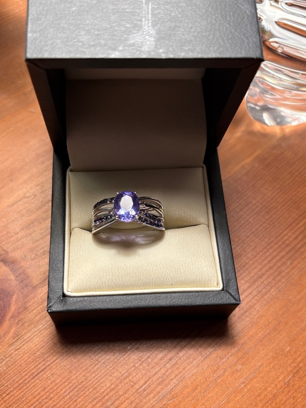 Sterling Silver Ring with Oval Purple Gemstone